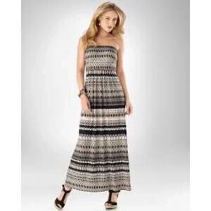Soma knit‎ jersey removable strap bandeau maxi dress Size M brown & black geo